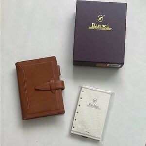 NIB RayMay Davinci Roroma Classic Pocket Size Tan Brown Cognac Leather Planner